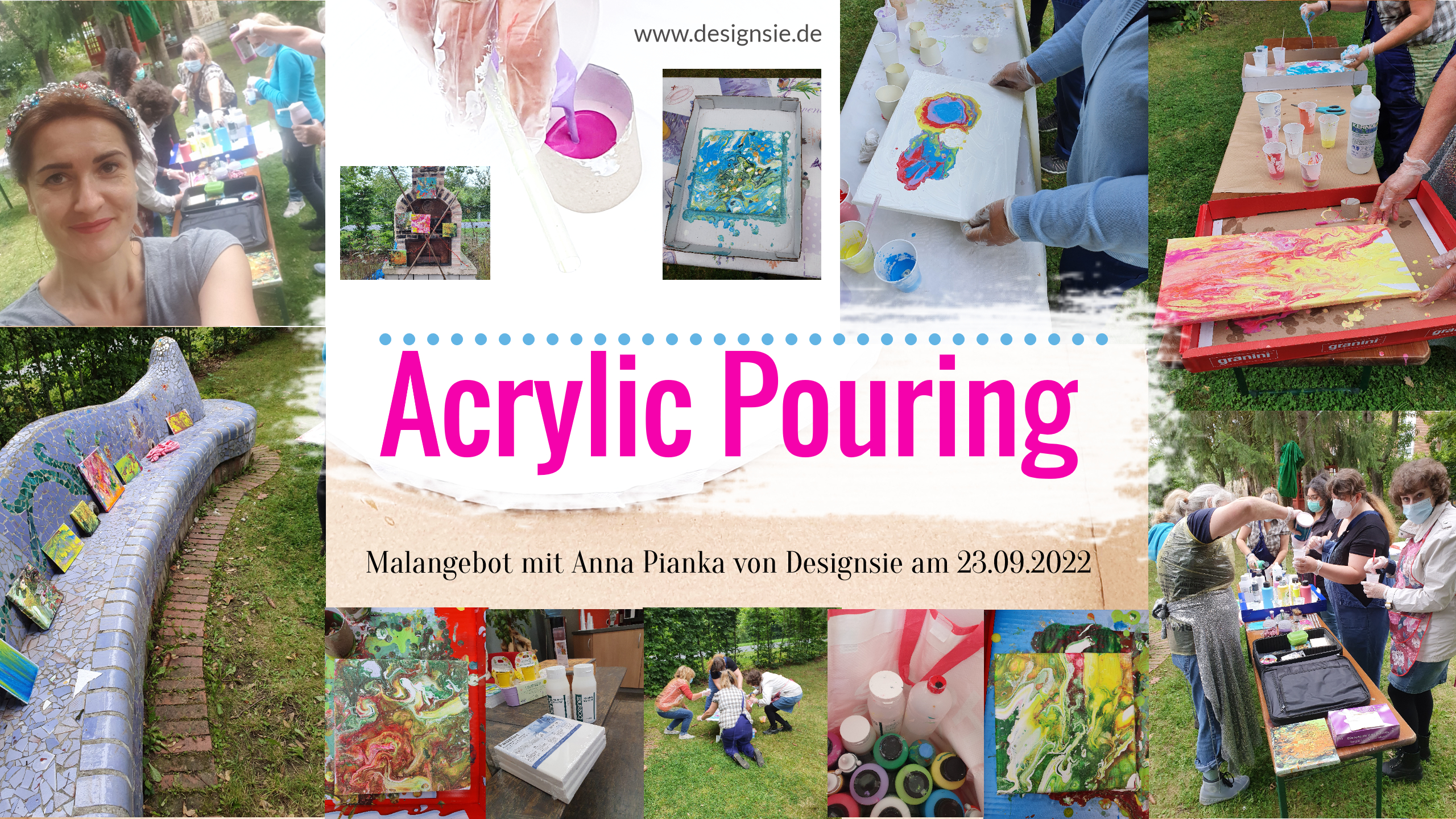 Farbenpracht mit Glitzerregen: Acrylic Pouring Malnachmittag in Hannover Hainholz mit Künstlerin Anna Pianka am 23.09.2022