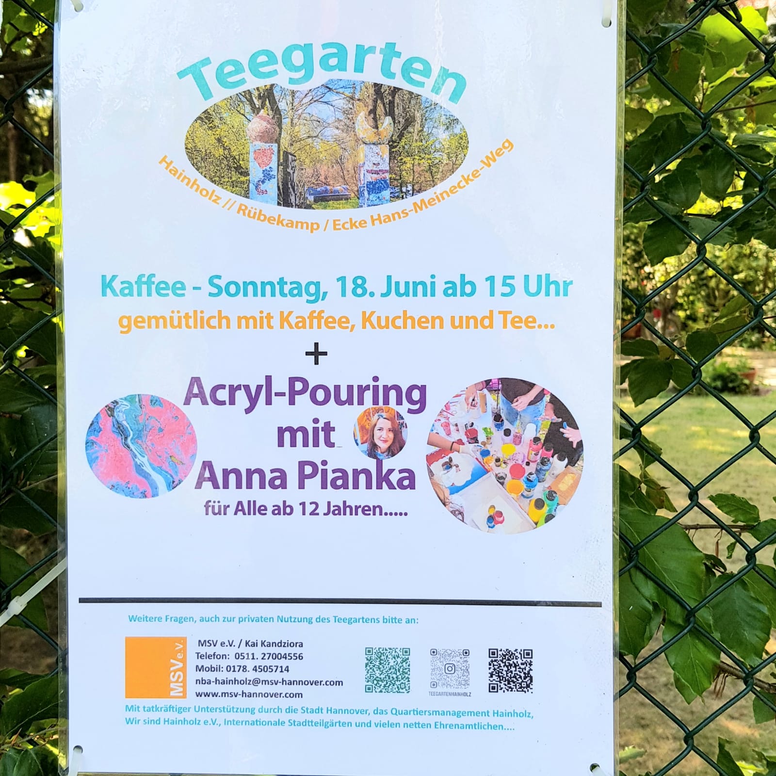 Zusammen malen – Acrylic Pouring mit Künstlerin Anna Pianka von Designsie am 18.06.2023 im Teegarten