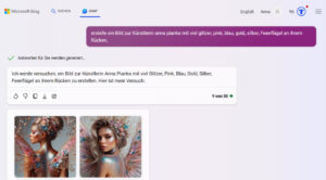 Bing KI-Bot Bilderausgabe zu Künstlerin Anna Pianka