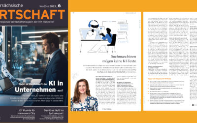 Beitrag zu SEO und KI in der Zeitschrift der IHK “Niedersächsische Wirtschaft” Ausgabe 6 2023