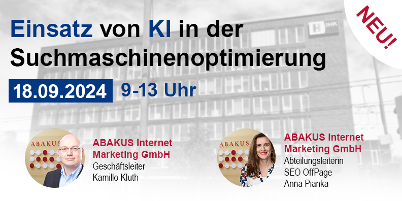 IHK Hannover Seminar „Einsatz von KI in der Suchmaschinenoptimierung (SEO)“ am 18. September 2024