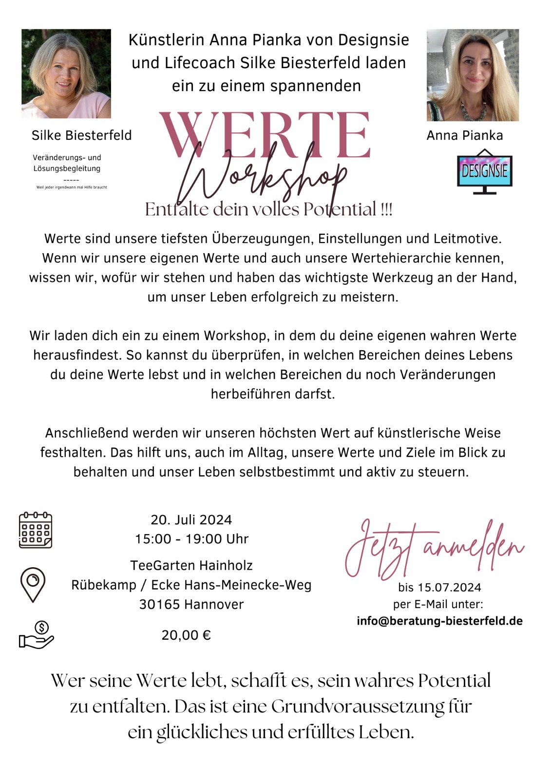 Werte-Workshop mit Silke Biesterfeld und Anna Pianka