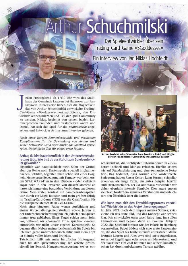 %Goddesses Interview Zeitschrift "phantastisch!" mit Arthur King und Anna Pianka