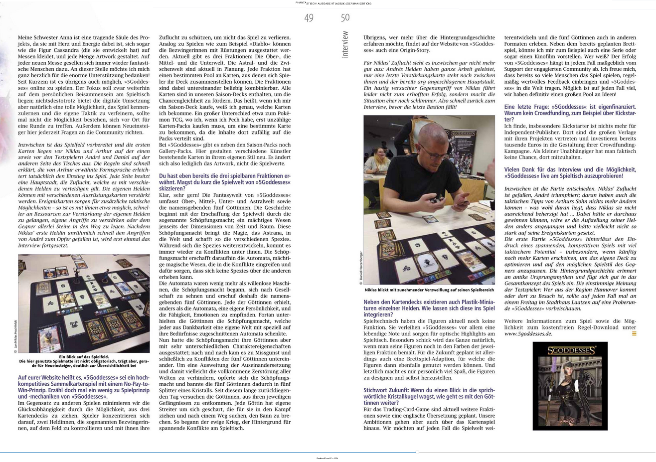 5Goddesses Interview Zeitschrift "phantastisch!" mit Arthur King und Anna Pianka