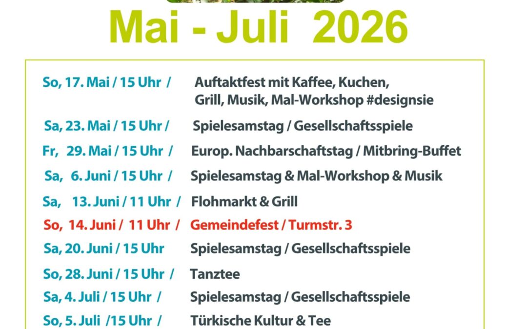 Teegarten Hannover Auftaktfest am 17. Mai 2026 mit DESIGNSIE Mal-Workshop, Musik, Kaffee, Kuchen und Grill