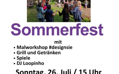Sommerfest im Teegarten Hainholz 26. Juli 2026 – Malworkshop mit DESIGNSIE, Musik, Spiele und nachbarschaftliche Begegnung